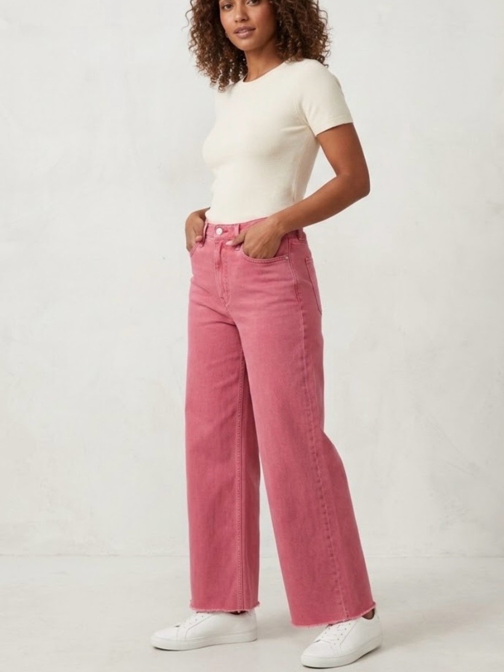 GAP High Waist Wide Leg Jean in Pink Women’s Size 27R / 4 - Picture 7 of 7